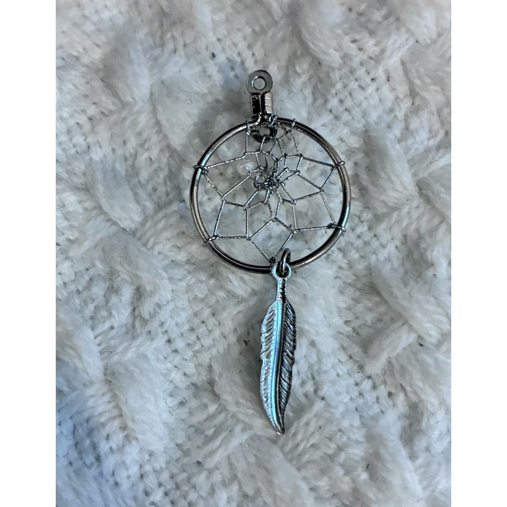 Dream Catcher Pendant Bead Feather Silver Southwestern